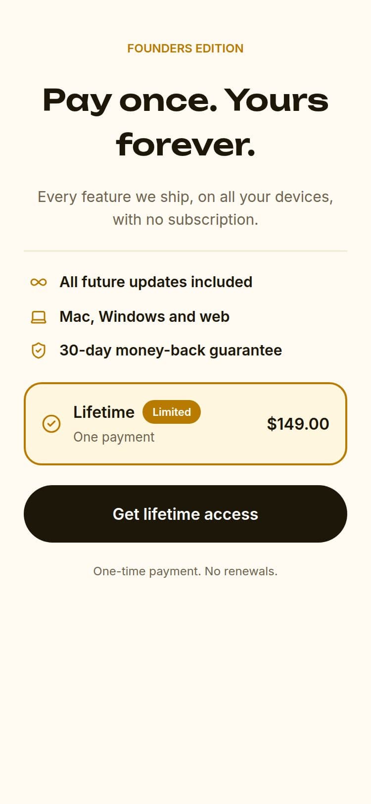 Lifetime Deal template, light mode