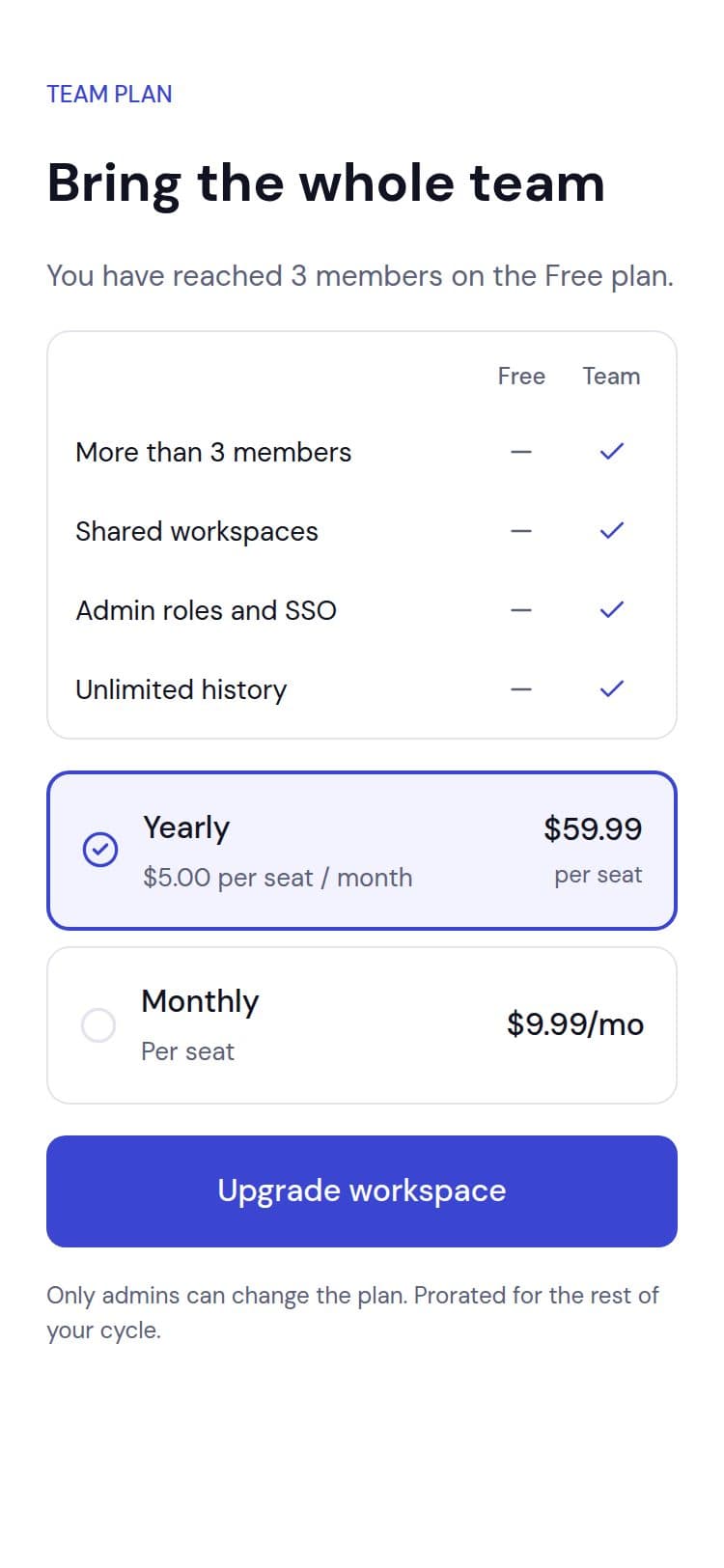 Seat Upgrade template, light mode